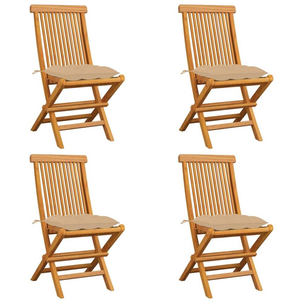 Vidaxl  Záhradné stoličky s béžovými podložkami 4 ks tíkový masív značky Vidaxl