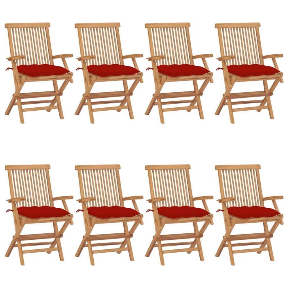 Vidaxl  Záhradné stoličky s červenými podložkami 8 ks tíkový masív značky Vidaxl