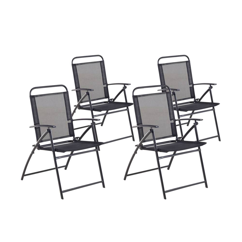 Beliani  Sada štyroch záhradných skladacích stoličiek v čiernej farbe LIVO značky Beliani