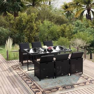 Vidaxl 7-dielna súprava záhradného nábytku s vankúšmi,  polyirattan,  čierna