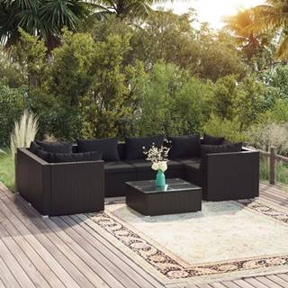 Vidaxl 7-dielna záhradná sedacia súprava s vankúšmi polyratan čierna