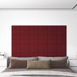 Vidaxl Nástenné panely 12 ks vínovo-červené 30x15 cm látkové 0, 54 m²