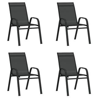 Vidaxl  Stohovateľné záhradné stoličky 4 ks čierne textilénová látka značky Vidaxl