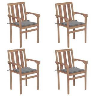 Vidaxl  Stohovateľné záhradné stoličky s podložkami 4 ks tíkový masív značky Vidaxl