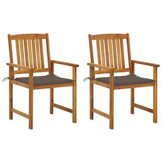 Vidaxl Záhradné stoličky s podložkami 2 ks,  akáciový masív