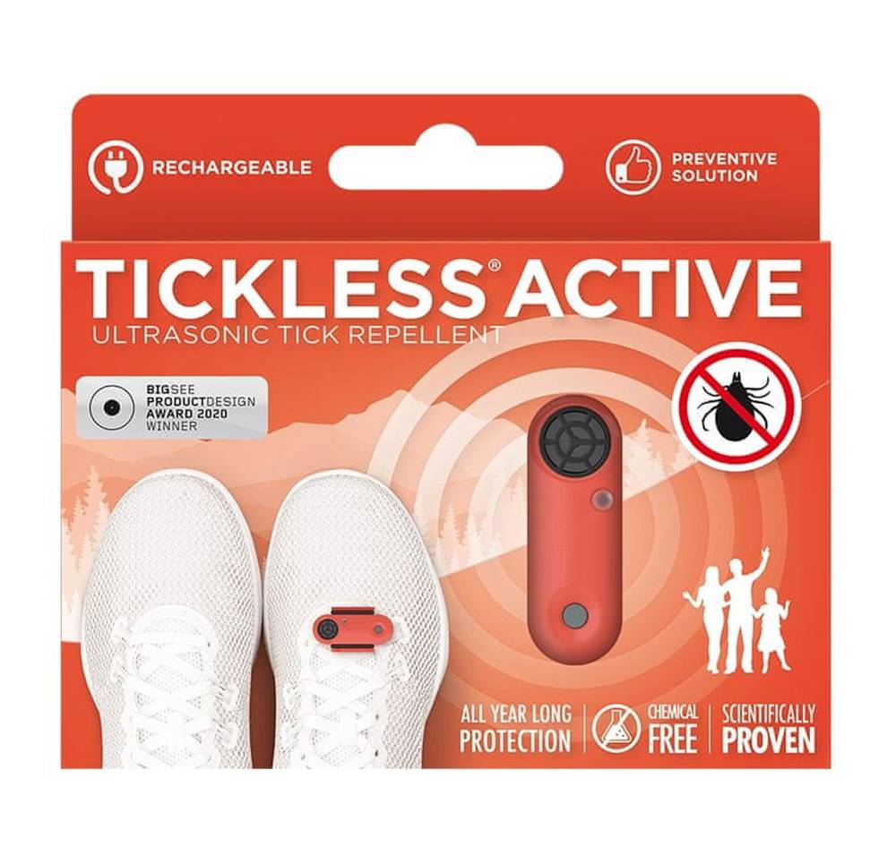 Tickless  ultrazvukový odpudzovač kliešťov ACTIVE,  koralový značky Tickless