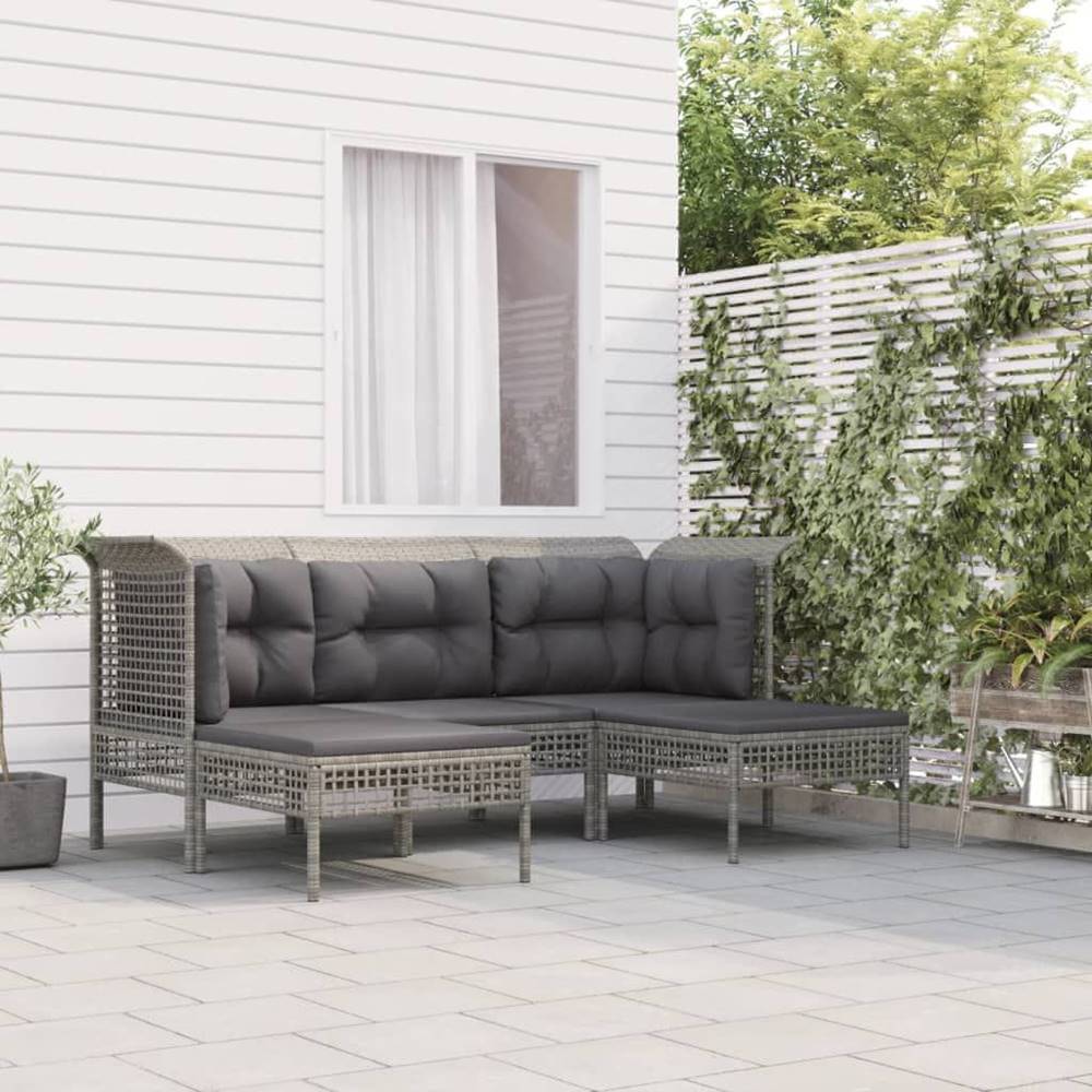 Vidaxl  5-dielna záhradná sedacia súprava s podložkami sivá polyratan značky Vidaxl