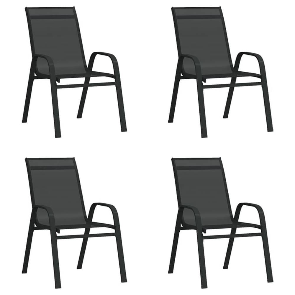 Vidaxl  Stohovateľné záhradné stoličky 4 ks čierne textilénová látka značky Vidaxl