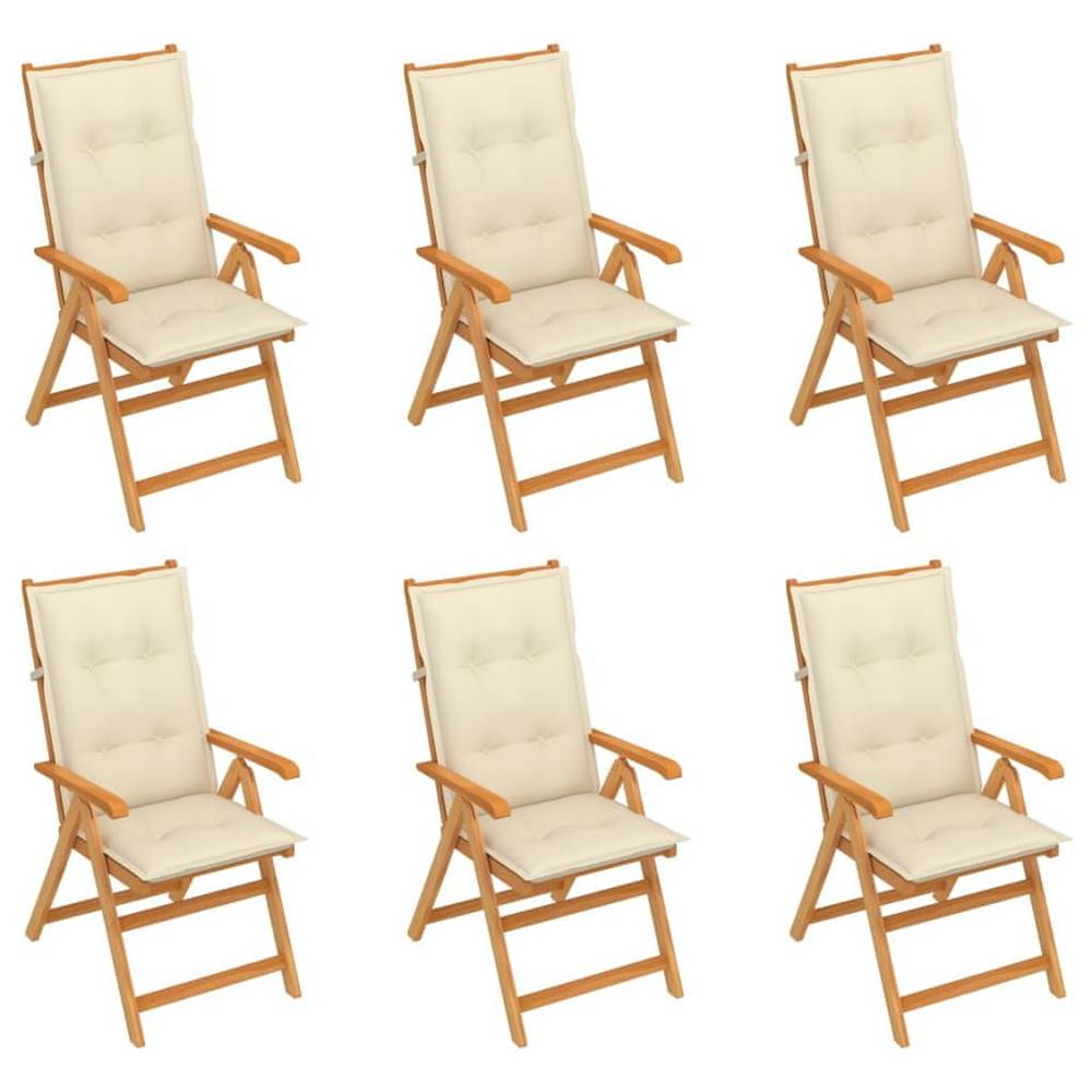 Vidaxl  Záhradné stoličky 6 ks s krémovými podložkami tíkový masív značky Vidaxl