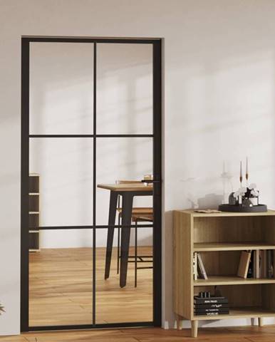 Vidaxl Interiérové dvere ESG sklo a hliník 102, 5x201, 5 cm čierne