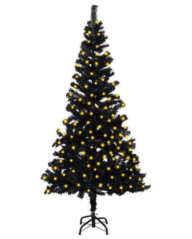 Vidaxl Umelý vianočný stromček s LED a podstavcom čierny 150 cm PVC