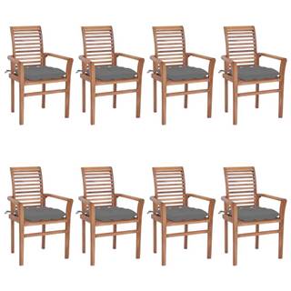 Vidaxl Jedálenské stoličky 8 ks sivé sedáky tíkový masív