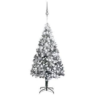 Vidaxl Umelý vianočný stromček LED,  súprava gulí a sneh zelený 300 cm
