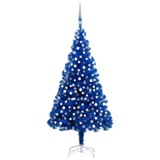 Vidaxl  Umelý vianočný stromček s LED a súpravou gulí 210 cm modrý PVC značky Vidaxl