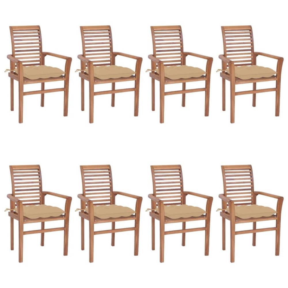 Vidaxl  Jedálenské stoličky 8 ks béžové sedáky tíkový masív značky Vidaxl