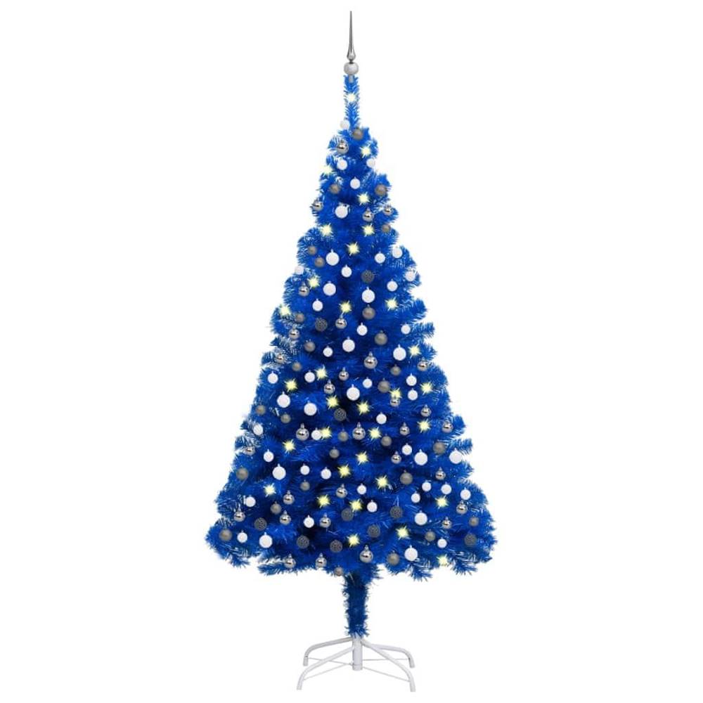 Vidaxl  Umelý vianočný stromček s LED a súpravou gulí 210 cm modrý PVC značky Vidaxl