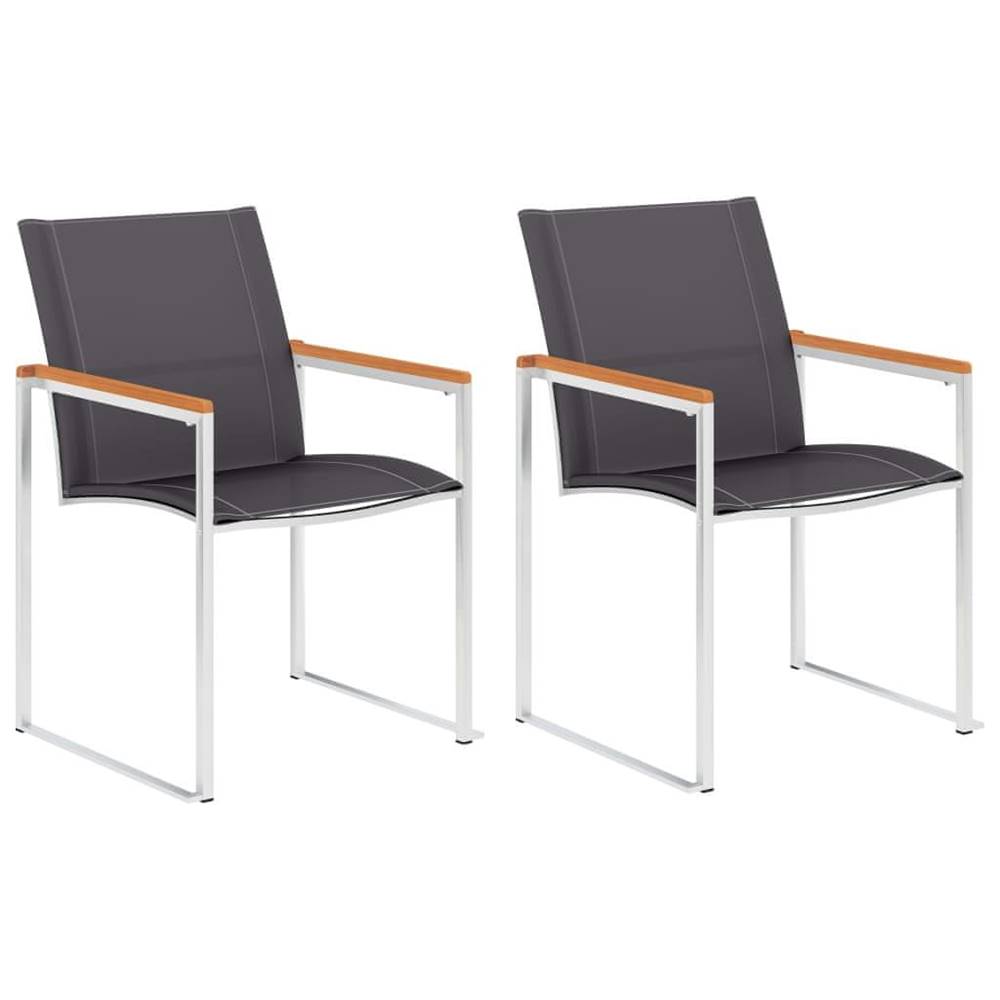 Vidaxl  Záhradné stoličky 2 ks sivé textilén a nehrdzavejúca oceľ značky Vidaxl