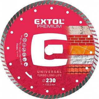 Extol Premium  Kotúč diamantový rezný,  turbo Long Life - suché i mokré rezanie,  230x22, 2x2, 8mm značky Extol Premium