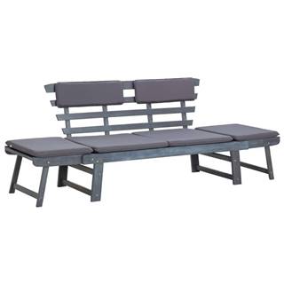 Vidaxl Záhradná lavička s podložkami 2 v 1 190 cm sivá akáciový masív
