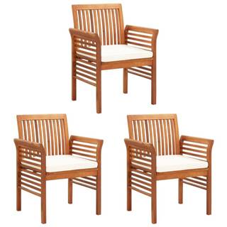 Vidaxl Záhradné jedálenské stoličky s poduškami 3 ks akáciový masív