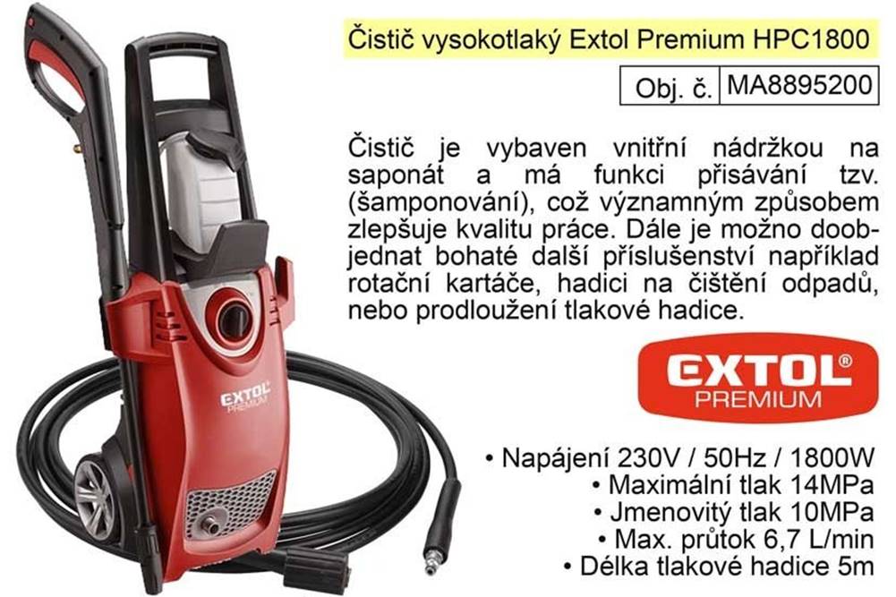 Extol Premium  Čistič vysokotlaký  8895200 HPC1800 značky Extol Premium