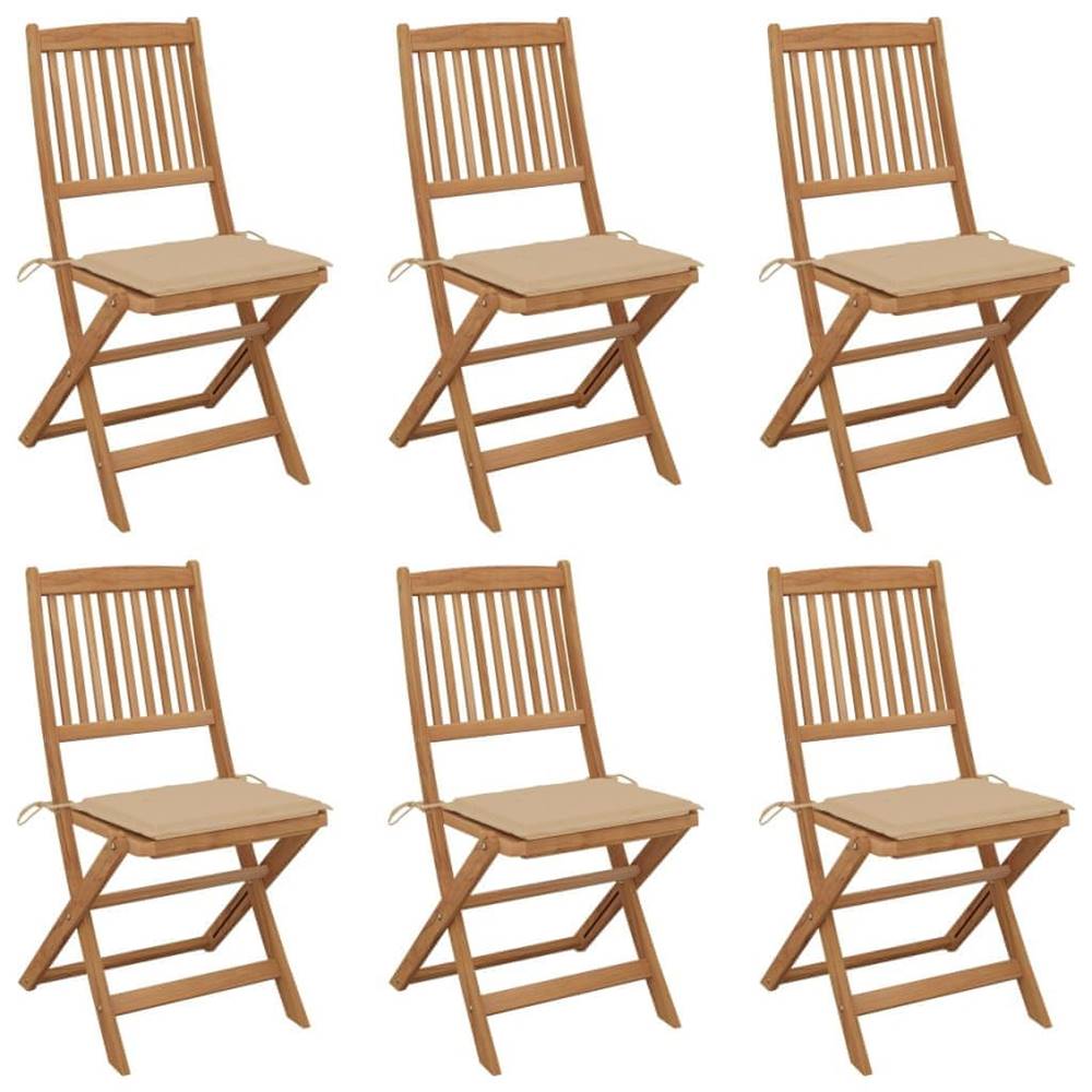 Vidaxl  Skladacie záhradné stoličky so sedákmi 6 ks akáciový masív značky Vidaxl