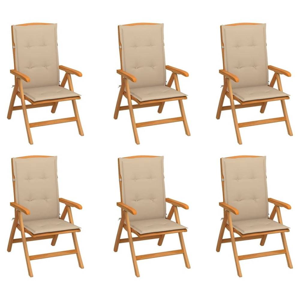 Vidaxl  Sklápacie záhradné stoličky s podložkami 6 ks tíkový masív značky Vidaxl