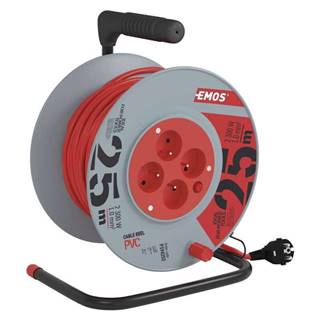 EMOS  Predlžovací kábel na bubne 25 m / 4 zásuvky / červený / PVC / 230 V / 1 mm2 značky EMOS