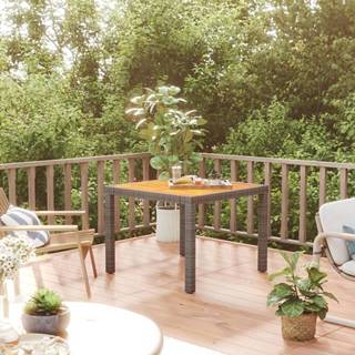 Petromila vidaXL Záhradný stôl 90x90x75 cm polyratan a akáciové drevo sivý