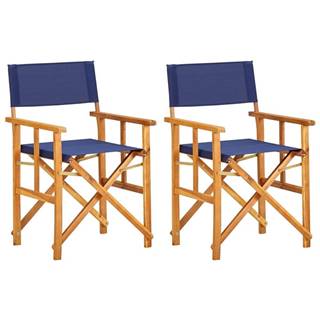 Vidaxl  Režisérske stoličky 2 ks,  akáciový masív,  modré značky Vidaxl
