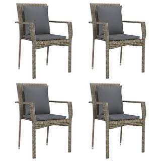 Vidaxl  Záhradné stoličky so sedákmi 4 ks polyratanové sivé značky Vidaxl