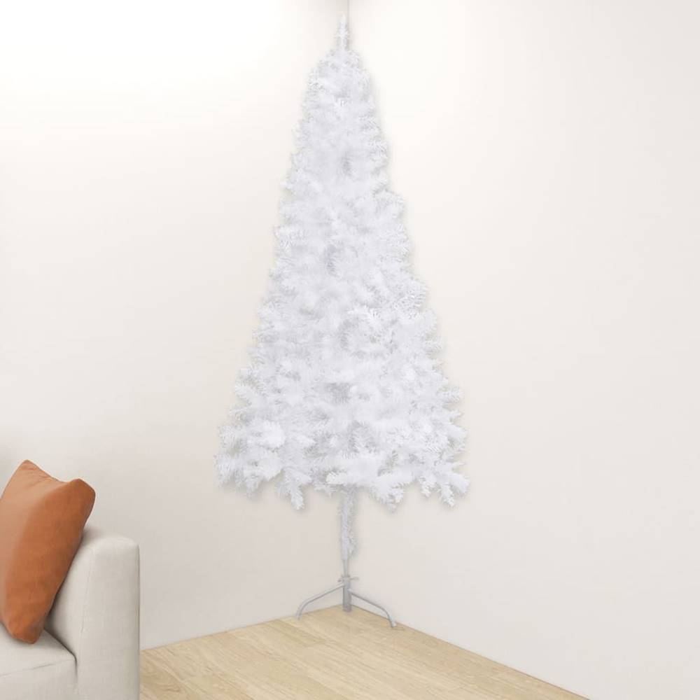 Vidaxl  Rohový umelý vianočný stromček biely 210 cm PVC značky Vidaxl