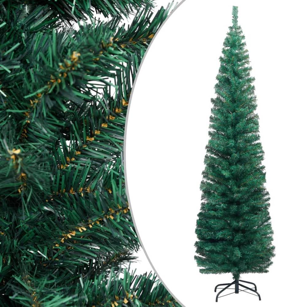 Vidaxl  Úzky umelý vianočný stromček s podstavcom,  zelený 240 cm,  PVC značky Vidaxl