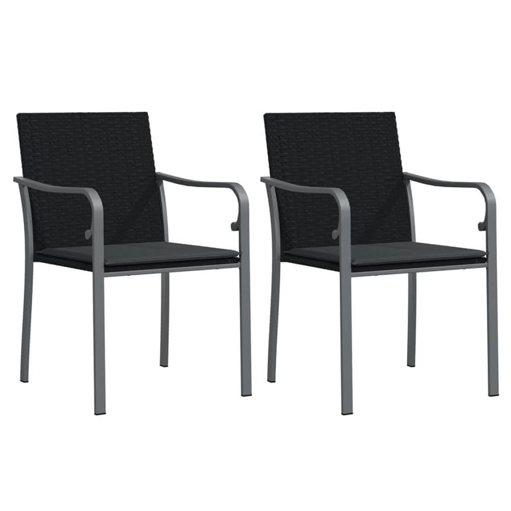 Vidaxl  Záhradné stoličky s vankúšmi 2 ks čierne 56x59x84 cm polyratan značky Vidaxl