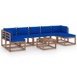 Petromila vidaXL 8-dielna záhradná sedacia súprava s modrými podložkami