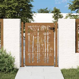 Petromila vidaXL Záhradná brána 105x155 cm kortenová oceľ dizajn bambusu