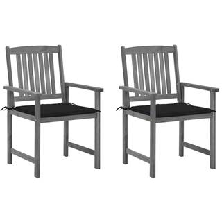 Vidaxl Režisérske stoličky s podložkami 2 ks sivé masívne akáciové drevo
