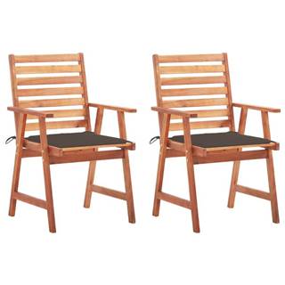 Vidaxl Vonkajšie jedálenské stoličky 2 ks s podložkami masívne akáciové drevo