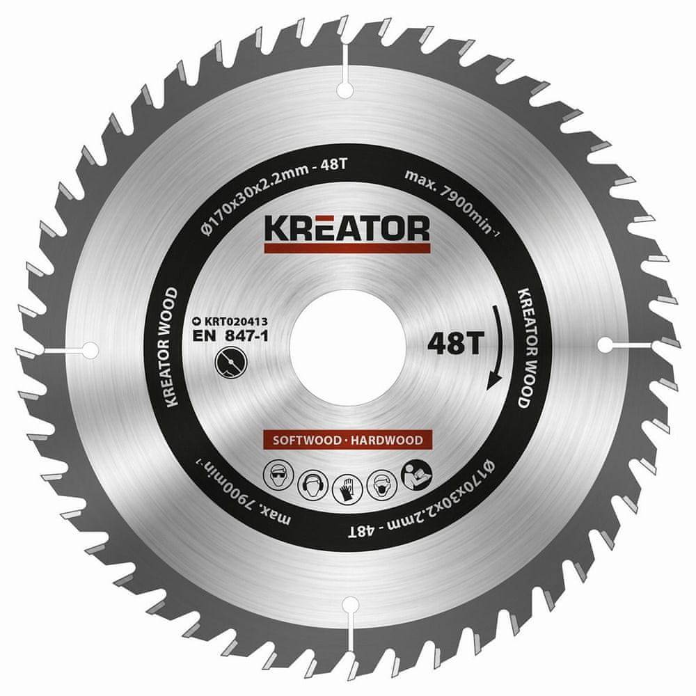 Kreator  KRT020413 - Pílový kotúč na drevo 170mm,  48T značky Kreator