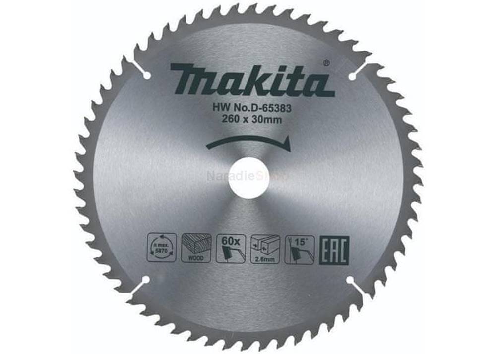 Makita  D-65383 Kotúč pílový 260x30mm 60z na drevo značky Makita