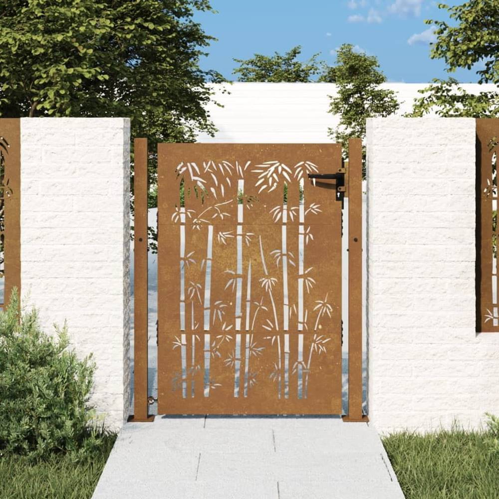 Petromila   Záhradná brána 105x155 cm kortenová oceľ dizajn bambusu značky Petromila