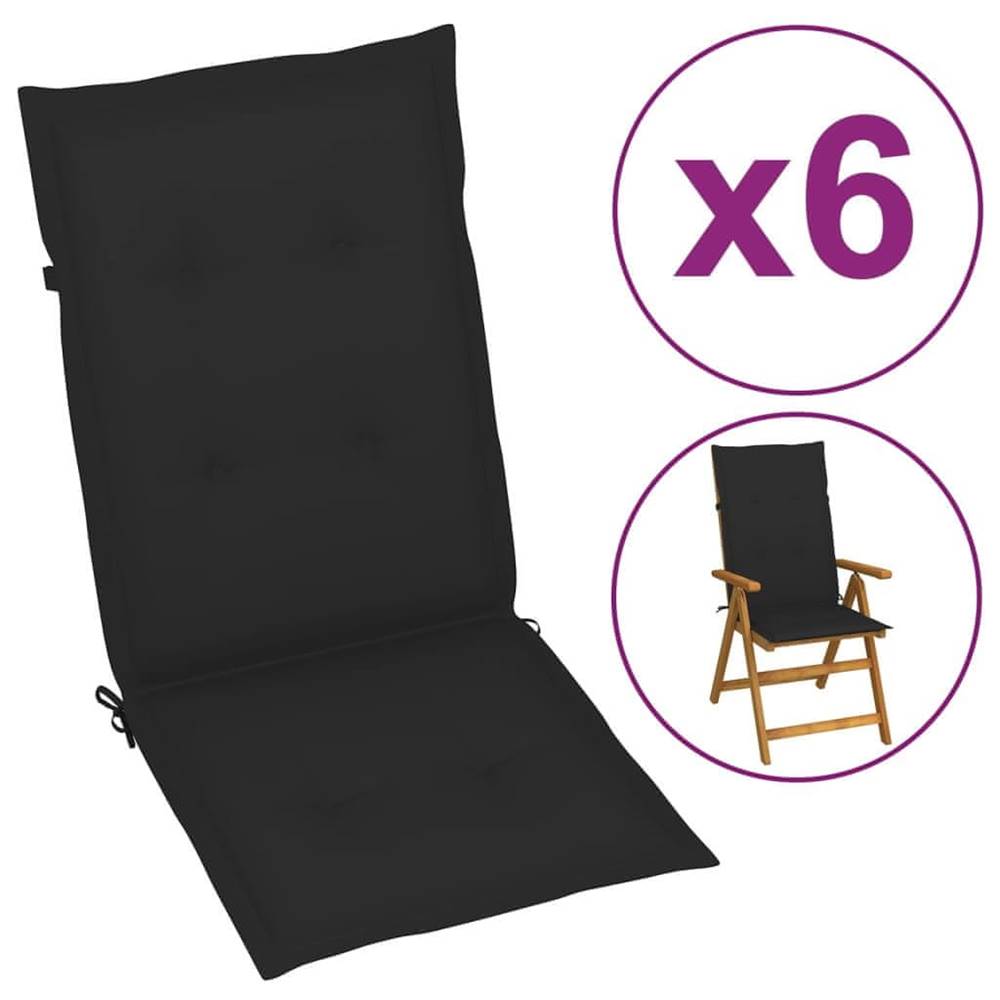 Vidaxl  Podložky na záhradné stoličky 6 ks,  čierne 120x50x4 cm značky Vidaxl