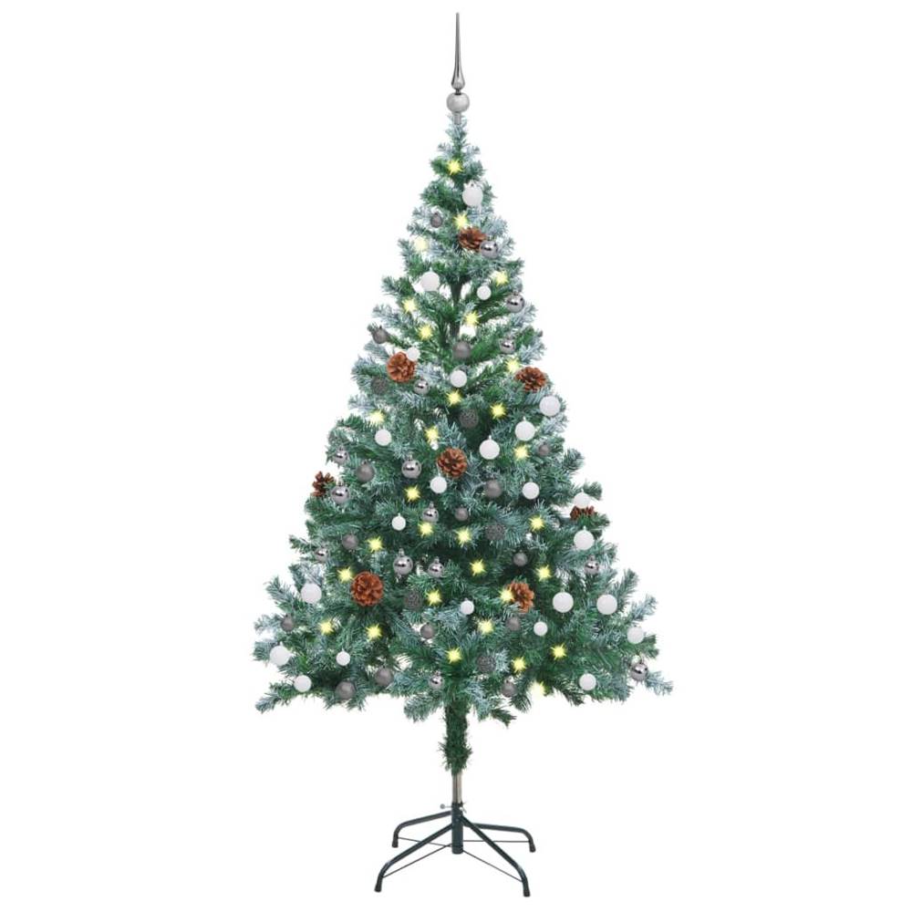 Vidaxl  Vianočný stromček s námrazou,  LED,  sadou gulí a šiškami 150 cm značky Vidaxl