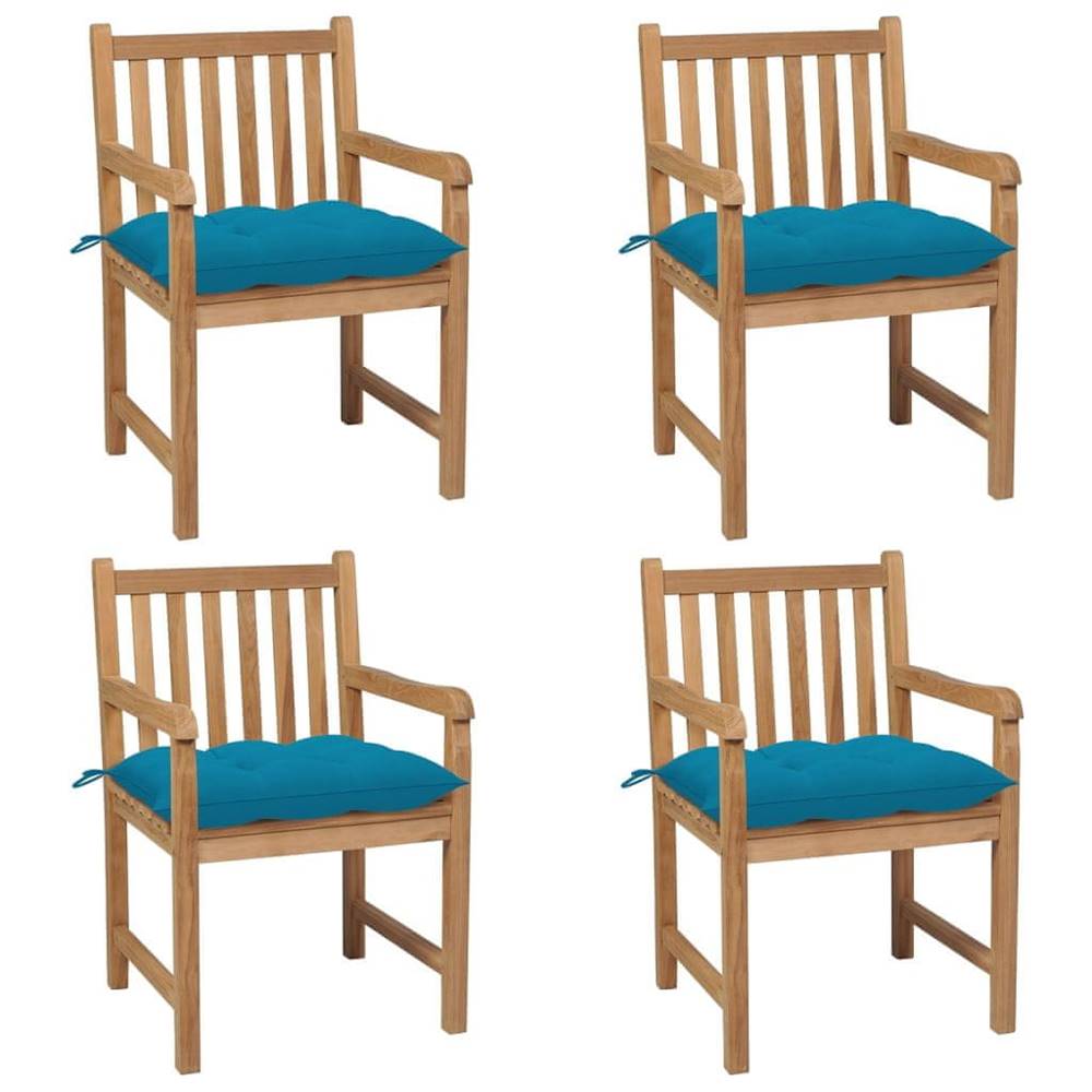 Vidaxl  Záhradné stoličky 4 ks bledomodré podložky teakový masív značky Vidaxl