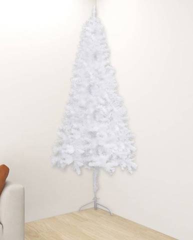 Vidaxl Rohový umelý vianočný stromček biely 240 cm PVC