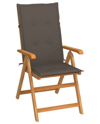 Vidaxl Záhradná stolička so sivohnedými podložkami tíkový masív