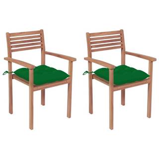 Petromila   Záhradné stoličky 2 ks zelené podložky teakový masív značky Petromila