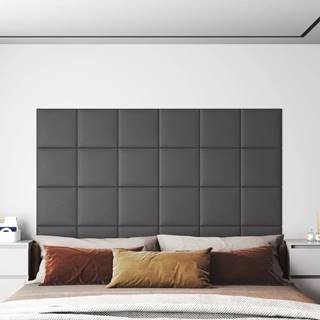 Vidaxl Nástenné panely 12 ks sivé 30x30 cm umelá koža 1, 08 m²