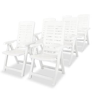 Vidaxl Sklápacie záhradné stoličky 6 ks,  plast,  biele