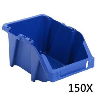 Vidaxl Stohovateľné úložné boxy 150 ks,  125x195x90 mm,  modré